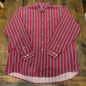 Brooks Brothers Mens XL Relaxed Fit Red White Blue Stripe Button Down Shirt